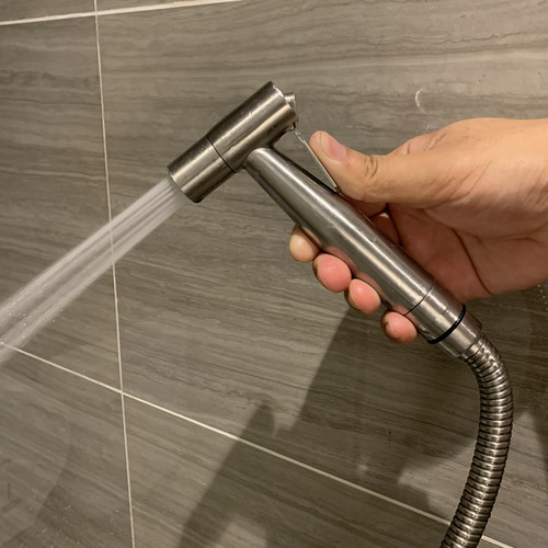 Stainless Steel 304 No-Hole Toilet Bidet Sprayer Set, Pressure Spray Head Bathroom Hygiene Toilet Cleaner