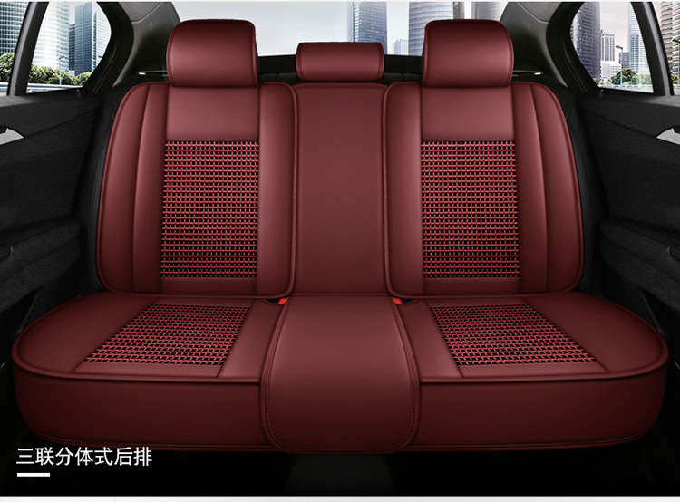 All-Inclusive Scimitar-Shaped Full Leather/Full Ice Silk All-Season Universal Car Seat Cushion Amazon Foreign Trade Wholesale Breathable and Comfortable