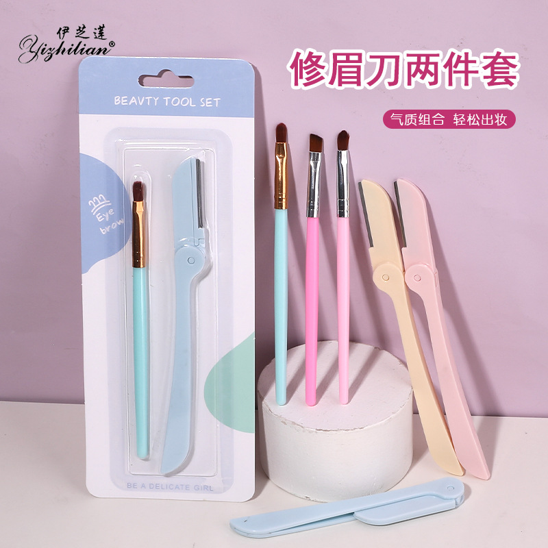 Set de afeitado de cejas con brocha, cuchilla y herramientas de maquillaje