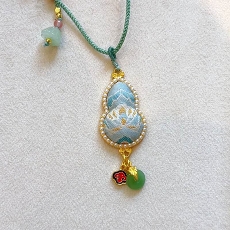 【成品】纯手工宋锦葫芦吊坠挂件古风挂坠项链女国风新中式配饰|undefined