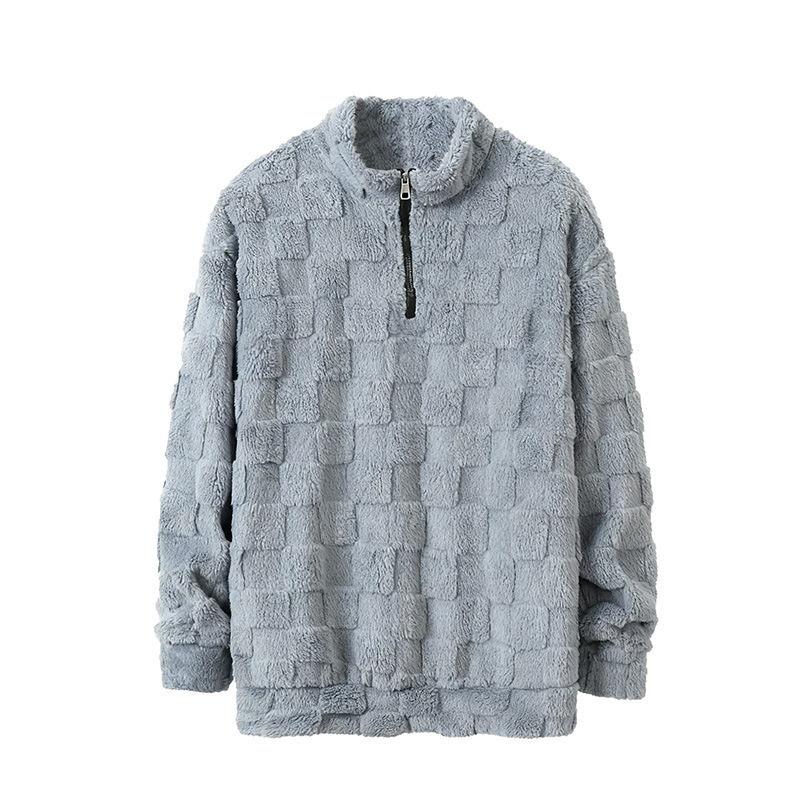 2024 Amazon Aliexpress hombre chaqueta de manga larga suelta otoño y invierno casual chaqueta de medio cremallera