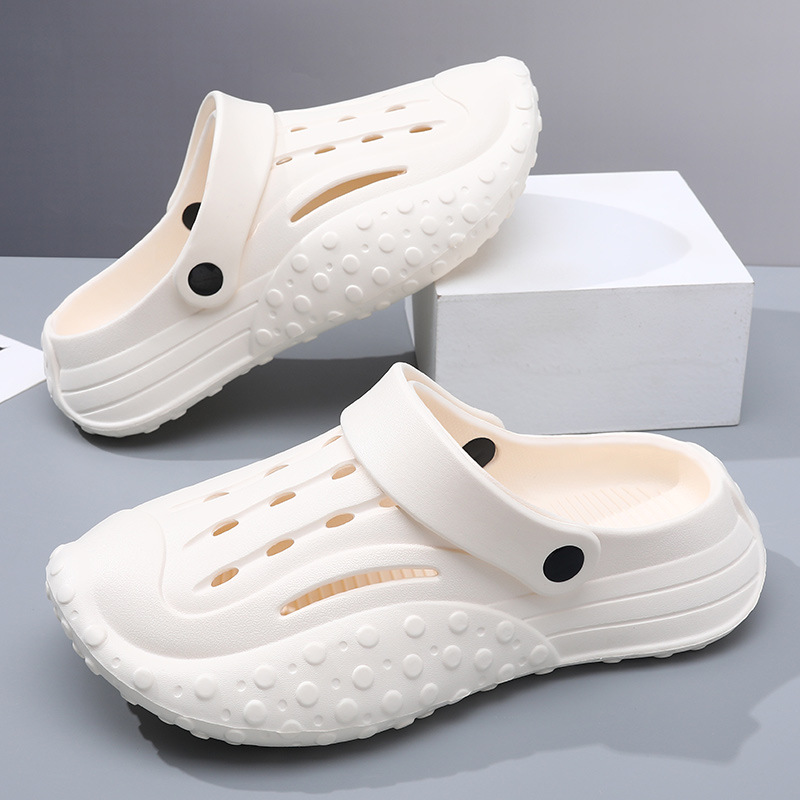 2024 summer men's solid color hole shoes thick bottom increased non-slip wear-resistant fashion leisure outdoor beach factory direct sales