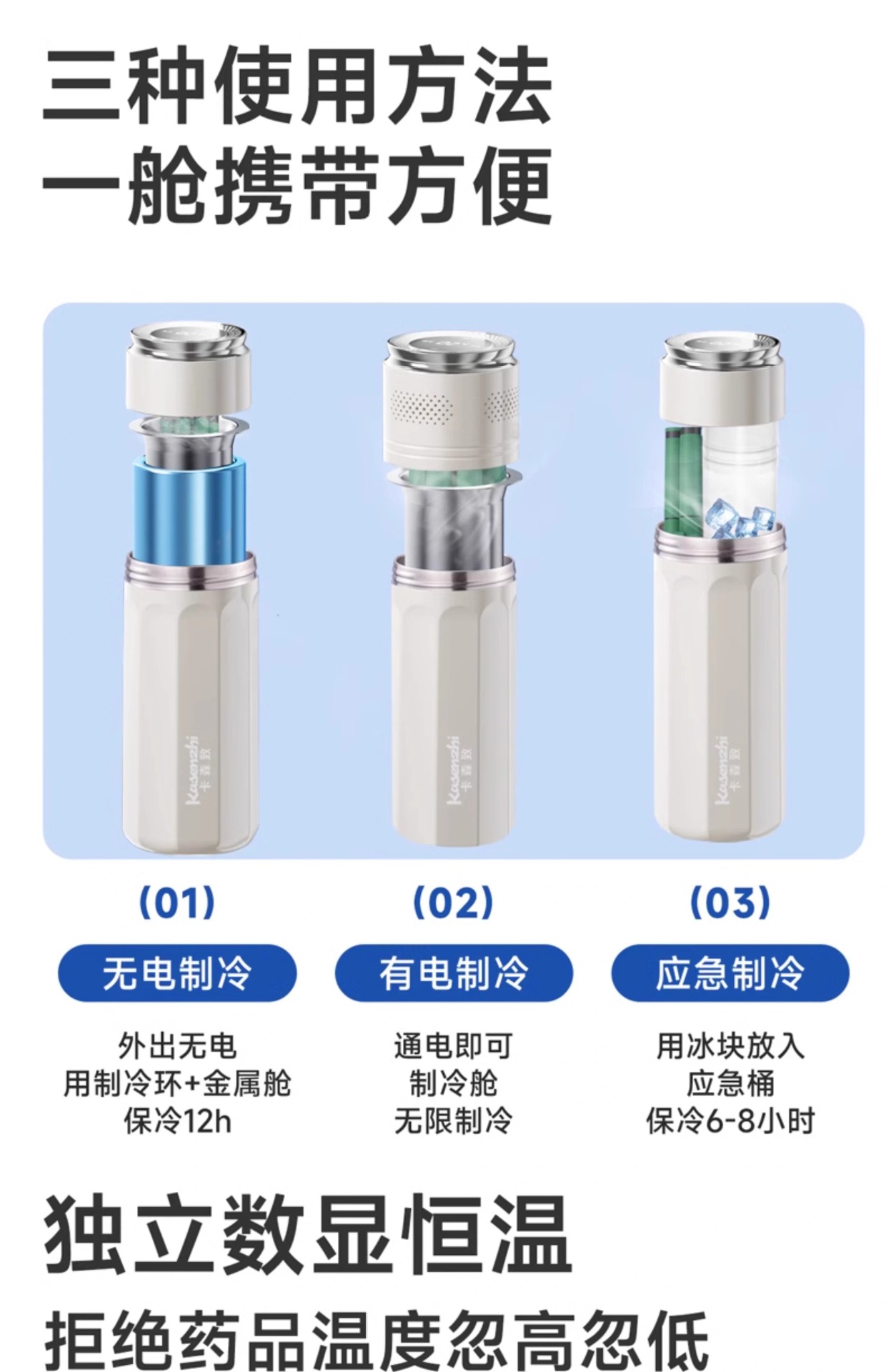 Carson Insulin Refrigeration Box Portable Mini Fridge Rechargeable Insulated Cup for Medicines Dormitory Bag Growth Hormone