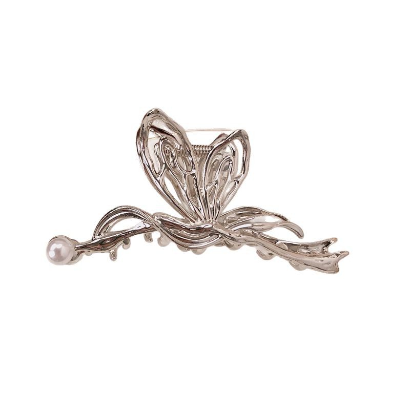 Nuevo clip de perlas de mariposa de metal, gran cantidad de cabello, horquilla de tiburón de alta calidad, accesorios para el cabello, tocado, horquilla, cabello femenino