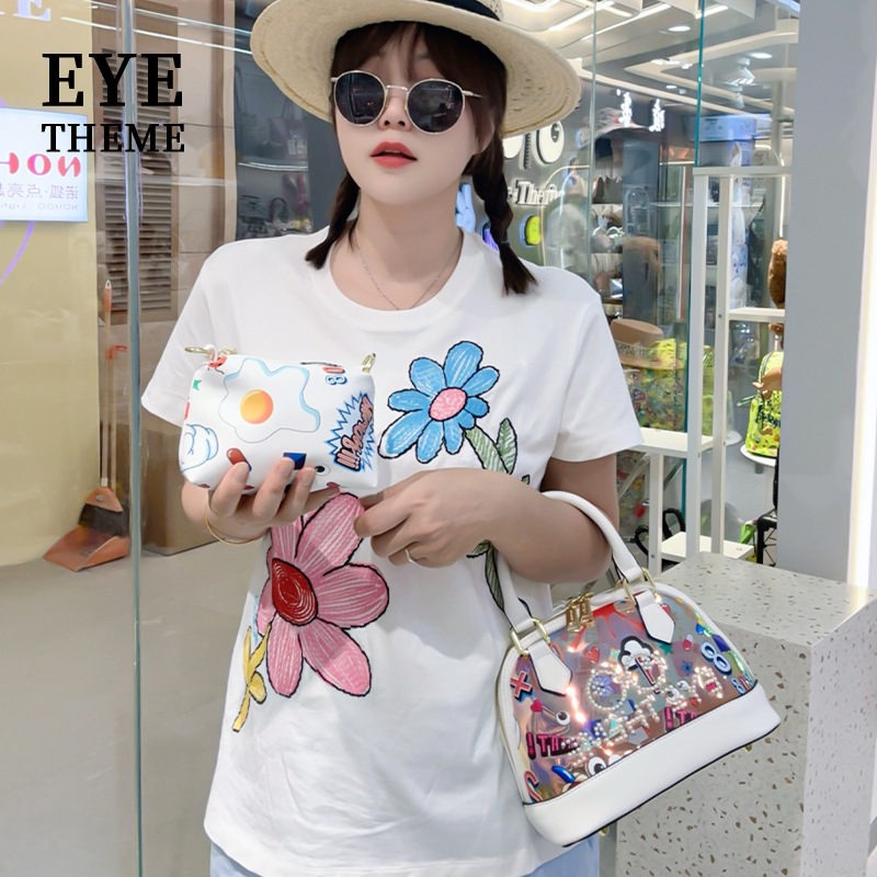 Damas de moda 2025 bolsas transparentes de color TPU de gelatina impresa de diseño de bolsas portátiles de conchas de mano 2779 #