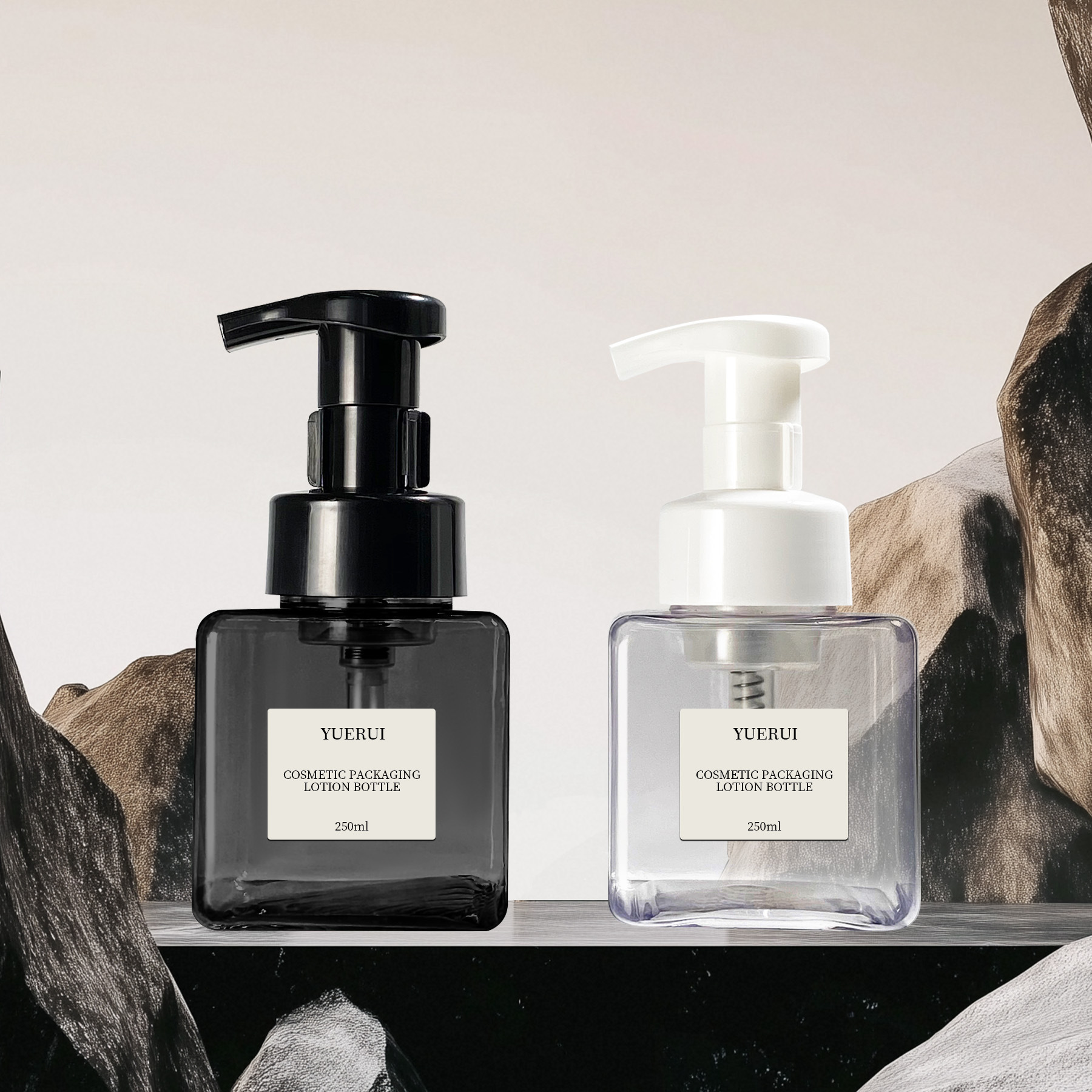 爆款250ml四方洁面慕斯瓶 PET透明酒店用品泡泡洗手液压泵瓶