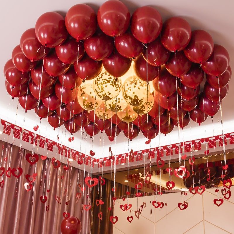Wedding Room Decoration Pomegranate Red Balloon Set Roof Popular New Wedding Living Room Bedroom Scene Decoration Supplies