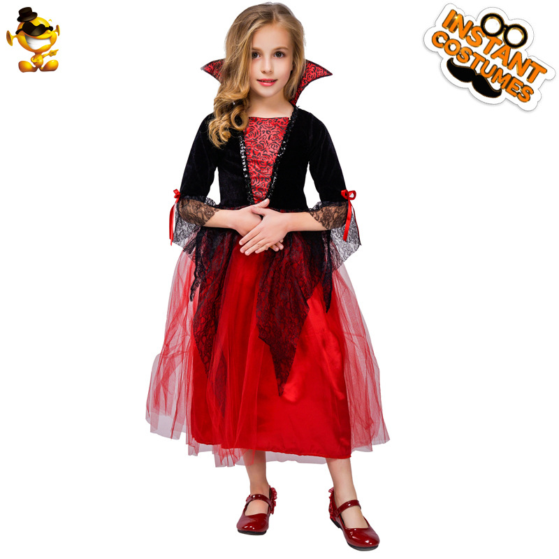 Halloween Cosplay traje mascarada partido traje de los niños traje de rendimiento horror niña vampiro