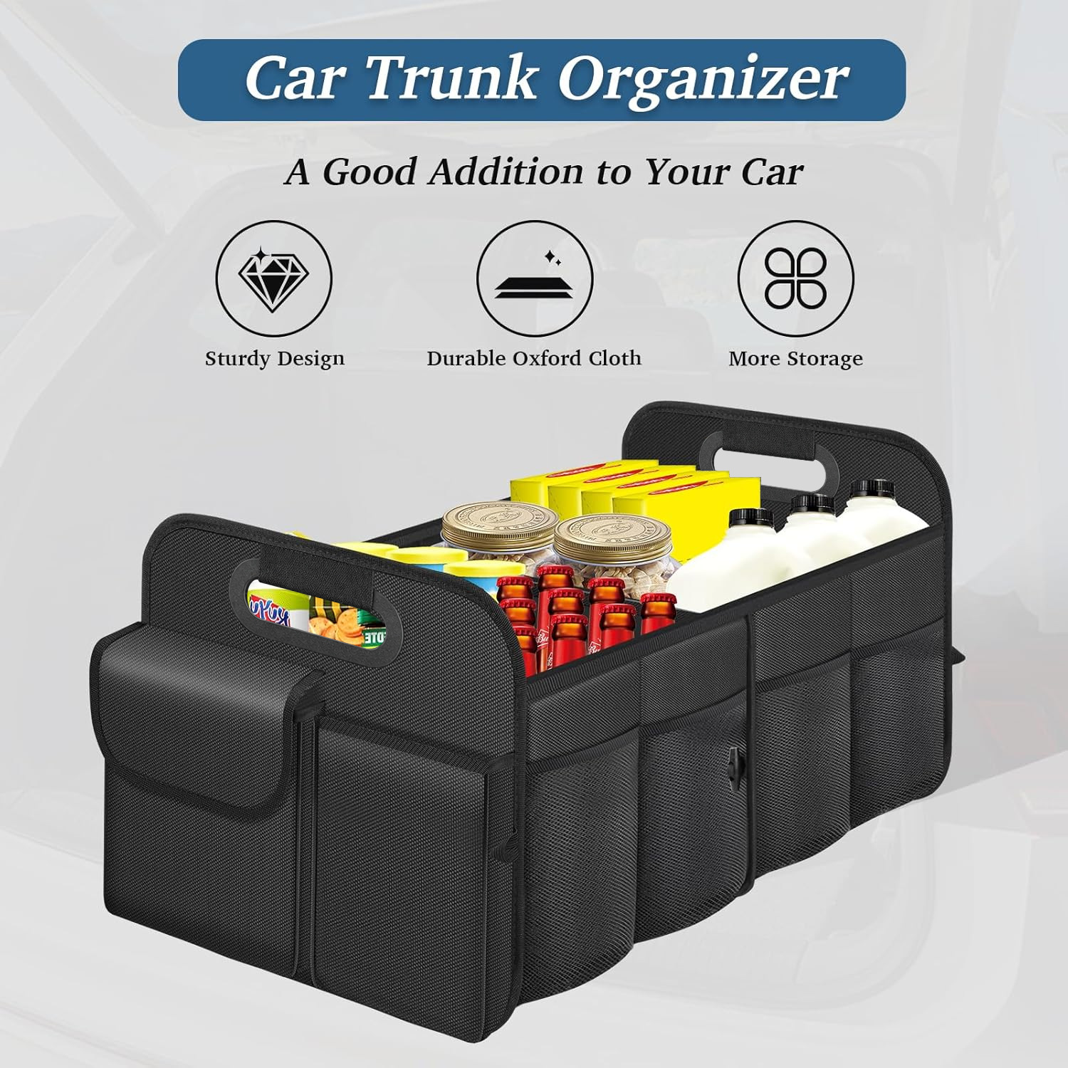 New cross-border best-selling car trunk storage bag, large capacity, waterproof, foldable car storage box