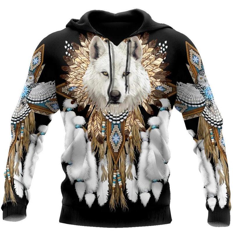 Spring and Autumn New Hoodie Fox Wolf 3D Digital Printing Air Layer Loose Men's Pullover Casual Sweater Spring and Autumn New Hoodie Fox Wolf 3D Digital Printing Air Layer Loose Men's Pullover Casual Sweater