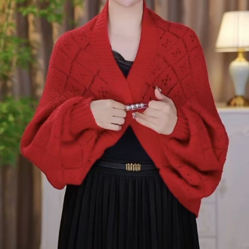 Spring 2025 New Knitted Dense Plaid Shawl, Fashionable and Versatile Neck Protector, Warm and Stylish Scarf with Cardigan