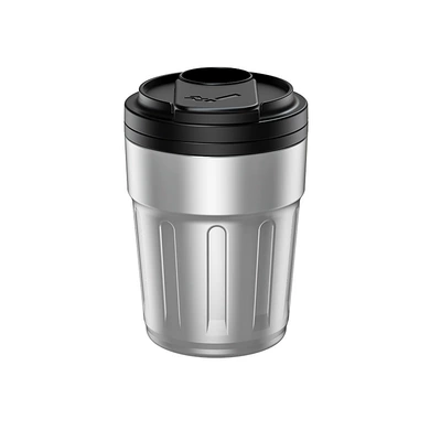 Car Ashtray with Metal Flame-Retardant Inner Container, Anti-Fly Ash, with Lid and Led Light for Vehicles (Car ashtray) - coffee-cup-ashtray-black-silver-cigarette-label