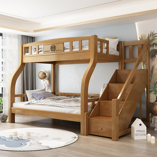 Solid wood children's bed and bunk storage bunk bed high and low bed double layer home ladder combination bed dormitory small apartment