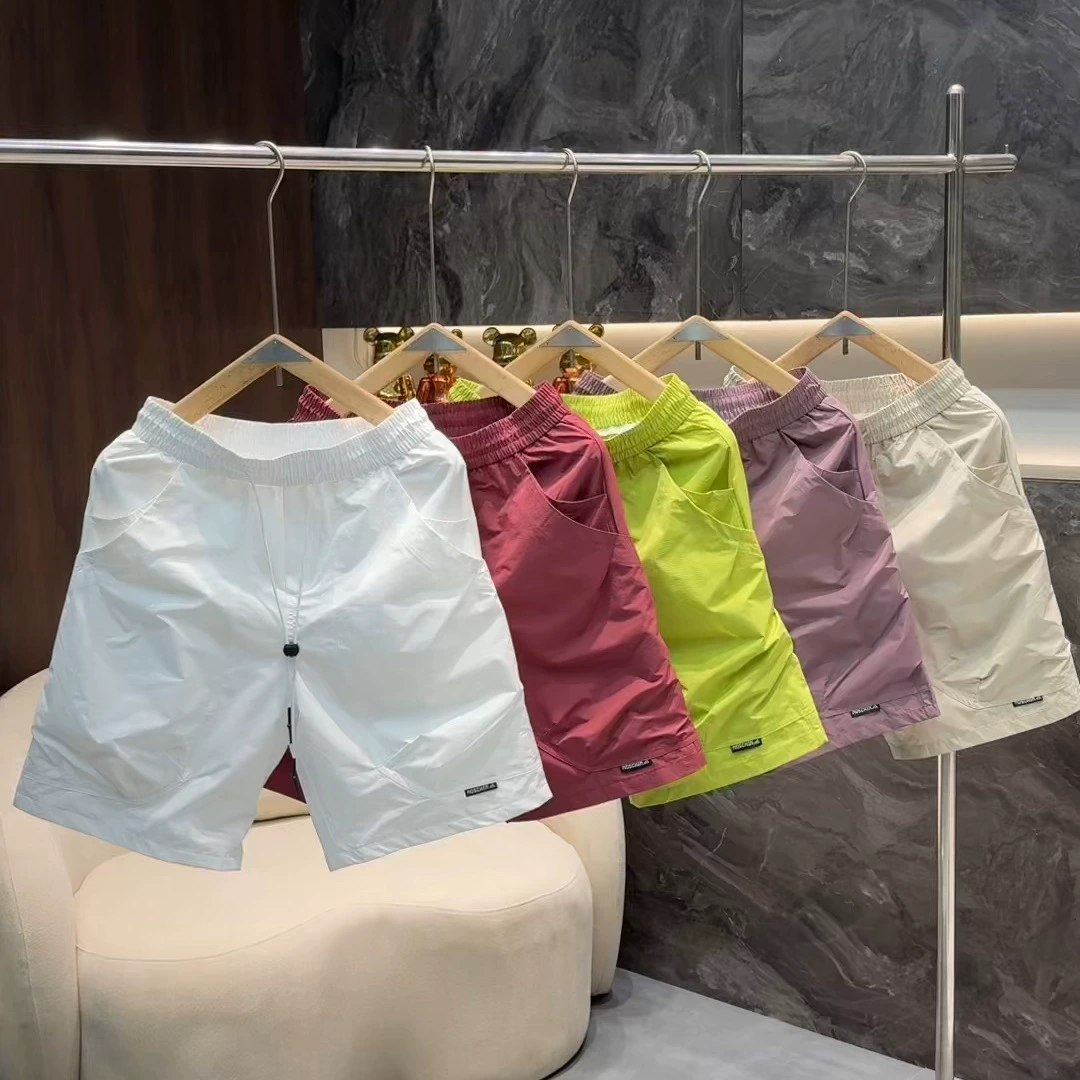 Мужские летние тонкие однотонные повседневные шорты с пятью точками в одном стиле 2025, модные универсальные модные уличные шорты с эластичной резинкой на талии