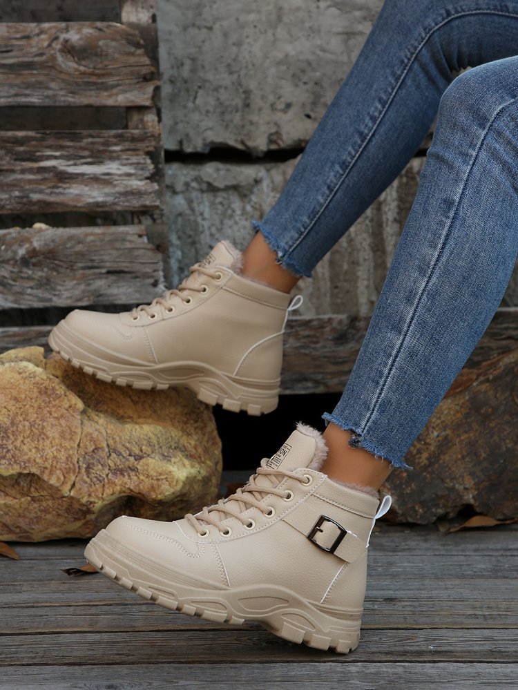 Scarponi da montagna grandi da donna nuovi autunnali e invernali più stivali da neve in velluto e spessi scarpe di cotone da donna_voghion.com