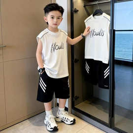 男童夏装篮球服背心五分裤两件套2026新款中大童痞帅男孩运动套装