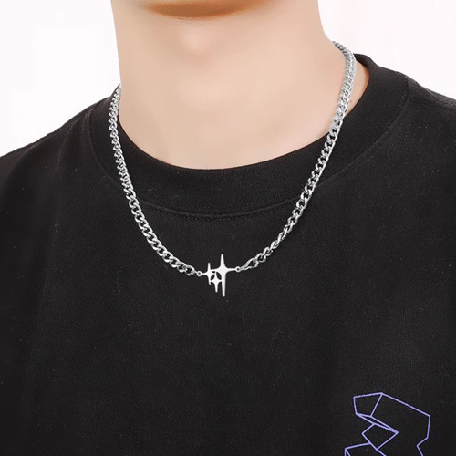 Mens Starlight Titanium Steel Necklace Non-Fading Cross Hip-Hop Style Personalized Design Versatile Fashion Accessory Wholesale