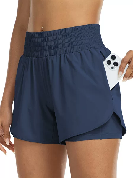 2025 Women's Shorts High Waist Running Yoga Fake Two-piece Anti-walking Gym Slimming Tight Sports Shorts