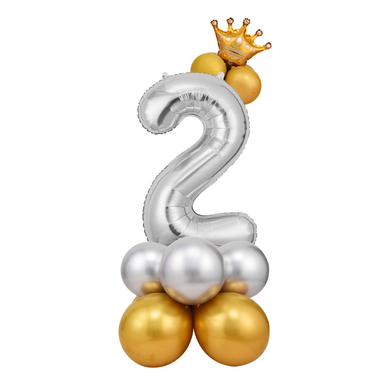 0-9 cumpleaños digital globo columna bebé un mes de edad diseño carretera globo fiesta decoración corona película de aluminio
