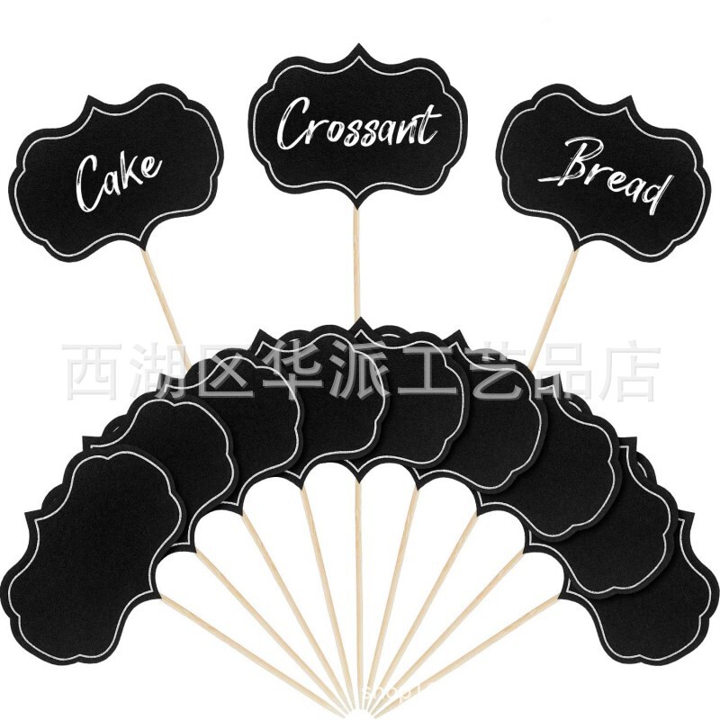 Creative mini blackboard cake card birthday party dessert table writing message blank toothpick card