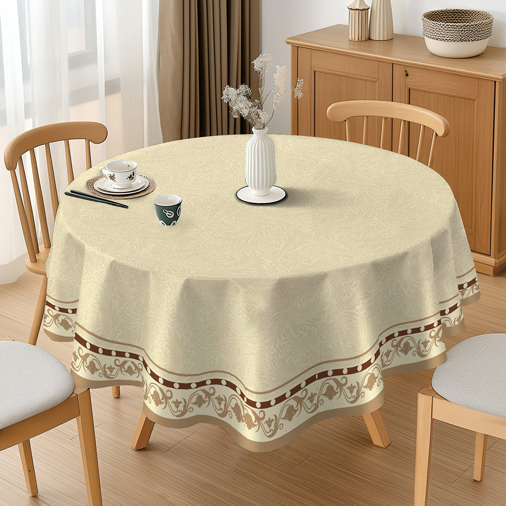 New Simple Style Waterproof and Oil-Proof Round Tablecloth Anti-Scalding No-Wash French Pvc Square Table Garden Tablecloth Tablecloth Wholesale