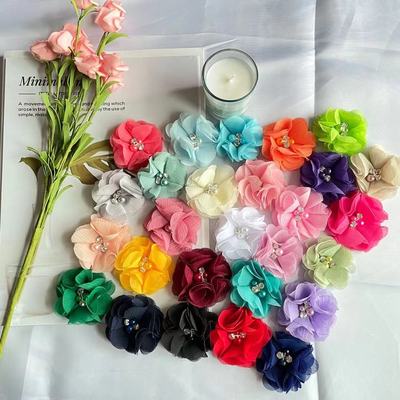 20pcs Chiffon four-leaf sewing stones flowers DIY clothing children's hairpin headband decoration clothing shoes and hats accessories jewelry diy accessories
