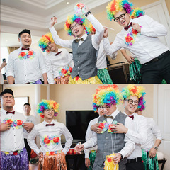 Jester Nose Prank Funny Red Nose Head Performance Reception Game Accessories Bride and Groom Wedding Celebration Supply Set