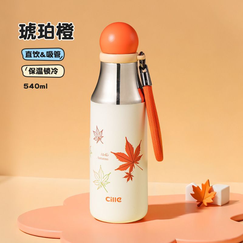 希乐矿泉水瓶式保温杯保冷杯大容量便携水杯吸管杯子女礼物学生杯|undefined
