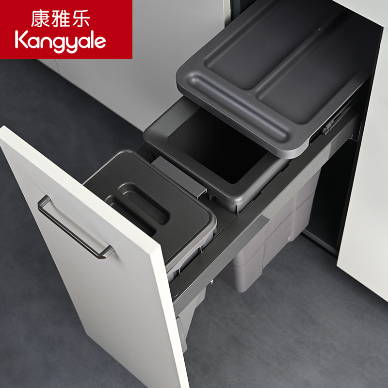 Cabinet Embedded Trash Can Kitchen Hidden Sorting Cleaning Bucket Pull-Out Trash Can with Lid Cabinet Embedded Trash Can Kitchen Hidden Sorting Cleaning Bucket Pull-Out Trash Can with Lid