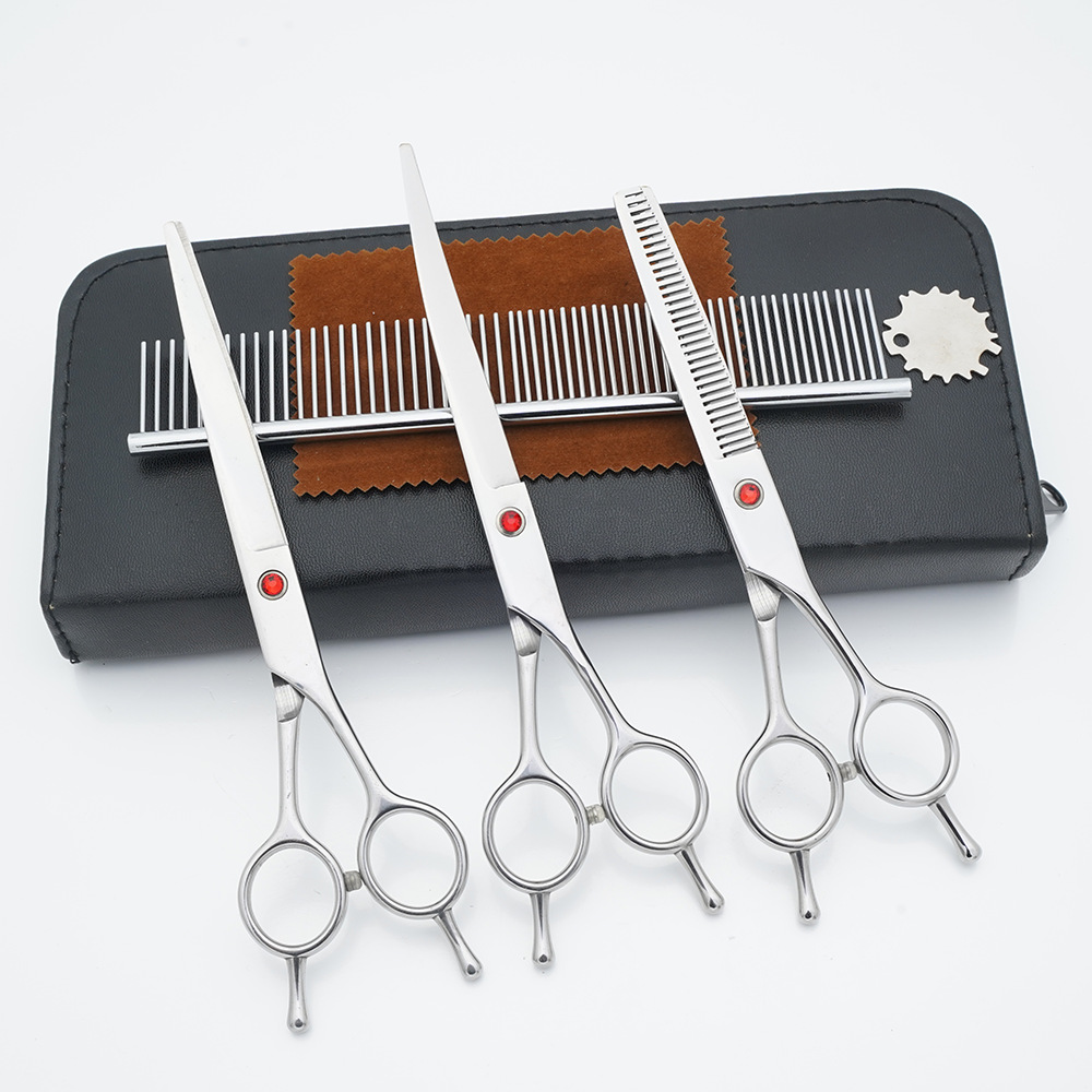 Ventas directas de fábrica para mascotas de acero inoxidable de 7 pulgadas tijeras de aseo para mascotas tijeras de corte de pelo para perros tijeras finas de espina de pescado