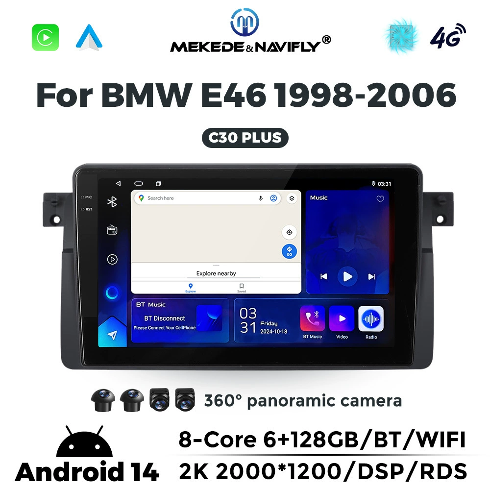 Подходит для BMW E46 1998-2006 — Android центральный блок с большим экраном, автомобильная навигация, радиопанель, CarPlay