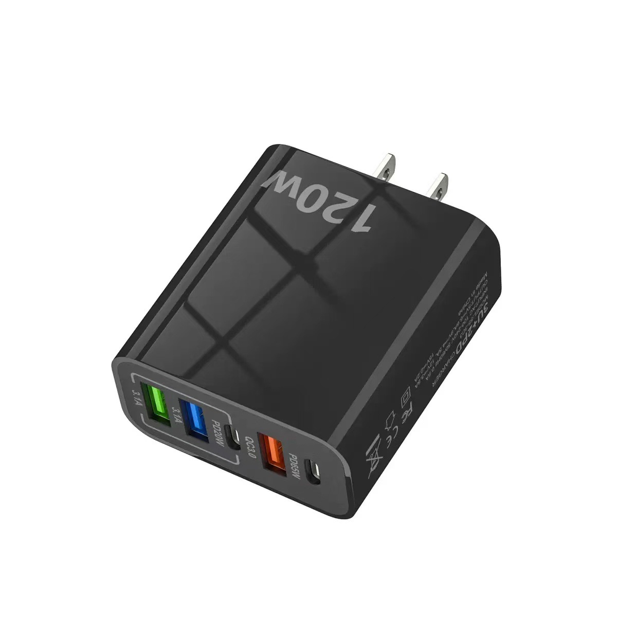 120W Çoklu Port Şarj Cihazı 3USB+2PD Hızlı Şarj Başlığı US/EU/UK Standartları Çok Fonksiyonlu Şarj Adaptörü