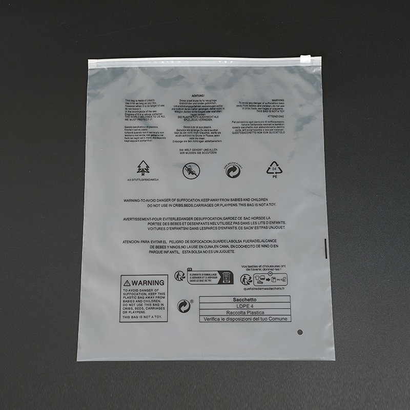 Bolsas con cremallera de advertencia en stock Temu transfronterizo ropa interior explosiva bolsa esmerilada transparente bolsa de embalaje de ropa al por mayor