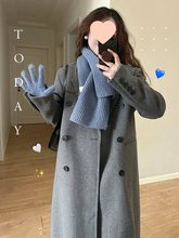 灰色呢子大衣女中长款新款秋春夏加厚感正肩毛呢外套