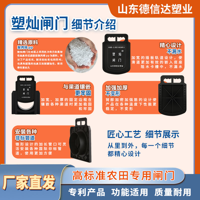 ⊗闸门高标准农田灌溉排水闸阀稻田塑料阀门波纹管灌溉水渠闸