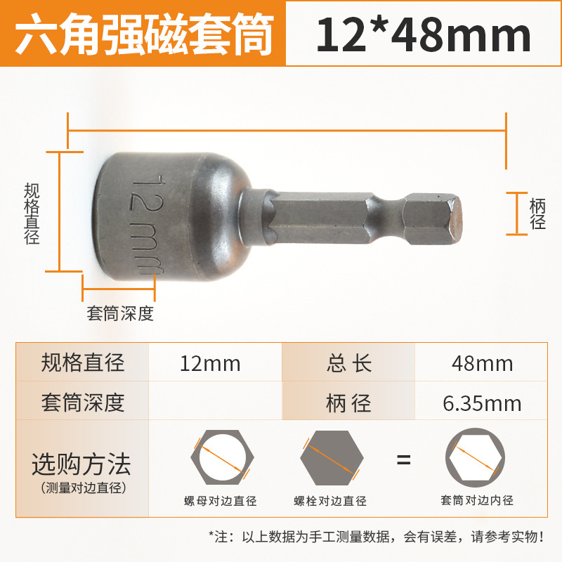 メーカー卸売りの強い磁気スリーブヘッド1/4風バッチスリーブヘッドの強い磁気性の強い六角スリーブヘッド48mmヘッド|undefined
