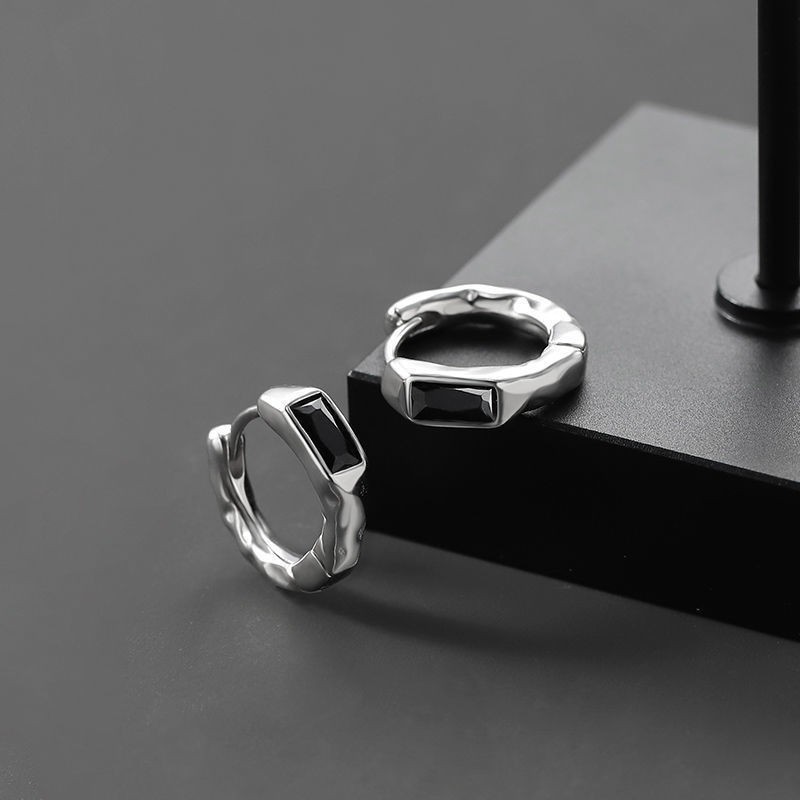 X106-A (black zirconium earrings) pair
