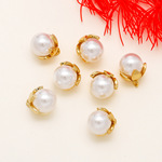 新中式18k保色真金带吊珍珠 diy手工耳饰发簪项链材料配件批发