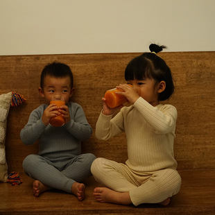 New Children's Knitwear Baby Baby's Baby's Long Sleeve Base Shirt Home Clothes Autumn and Winter Girls' Top Pants Set