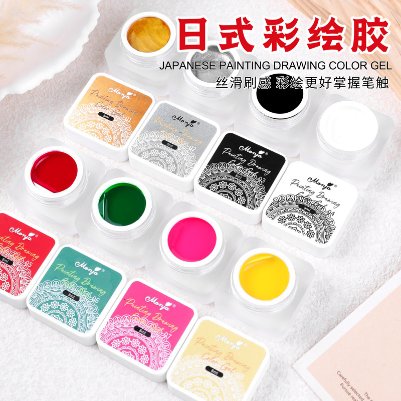 Japanese-Style Nude Color No-Wipe Nail Polish Gel Painting Nail Gel 12 Colors Saturated DIY Painting Fine Phototherapy Gel Wholesale