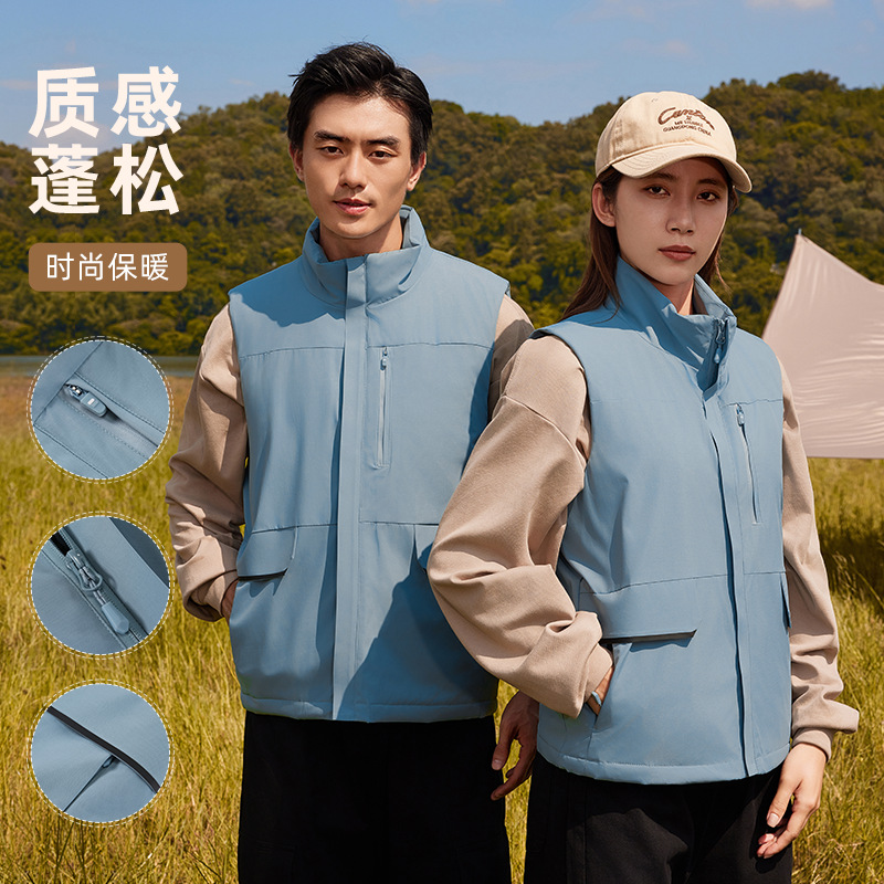 Autumn and Winter New Down Cotton Vest fleece-lined Warm Fashion Outdoor Sports Outer Vest Pike Jacket