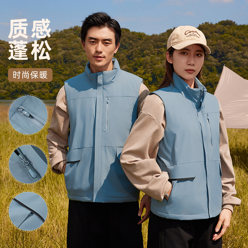 Autumn and Winter New Down Cotton Vest fleece-lined Warm Fashion Outdoor Sports Outer Vest Pike Jacket