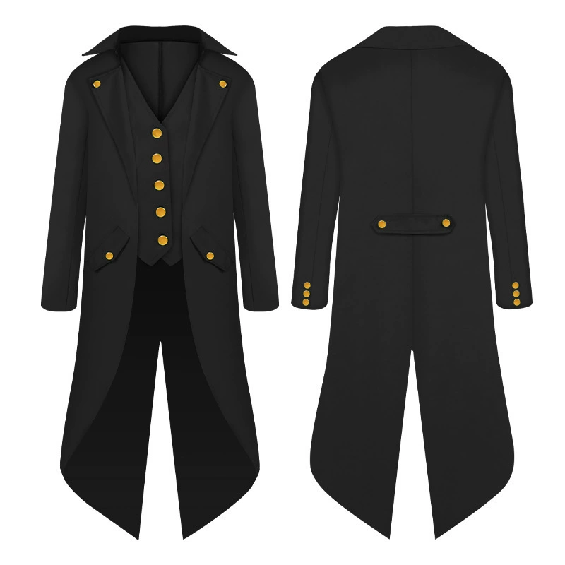 漫兴晨 2022 new European and American men's medieval retro clothing children's medium long punk retro tail clothes