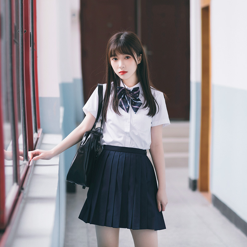 Class Uniform Set Short-Sleeved College Style Sports Meeting School Uniform Jk Shirt Uniform Female Summer Graduation Season High School Student Outfit