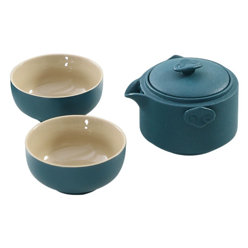 Дорожная черная керамика Экспресс-чашка Чайник Керамический один горшок Две чашки Портативный дорожный чайный набор кунг-фу Простой костюм