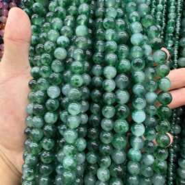 草绿飘花玉髓diy半成品散珠手工串珠优化天然石饰品配件工厂直销