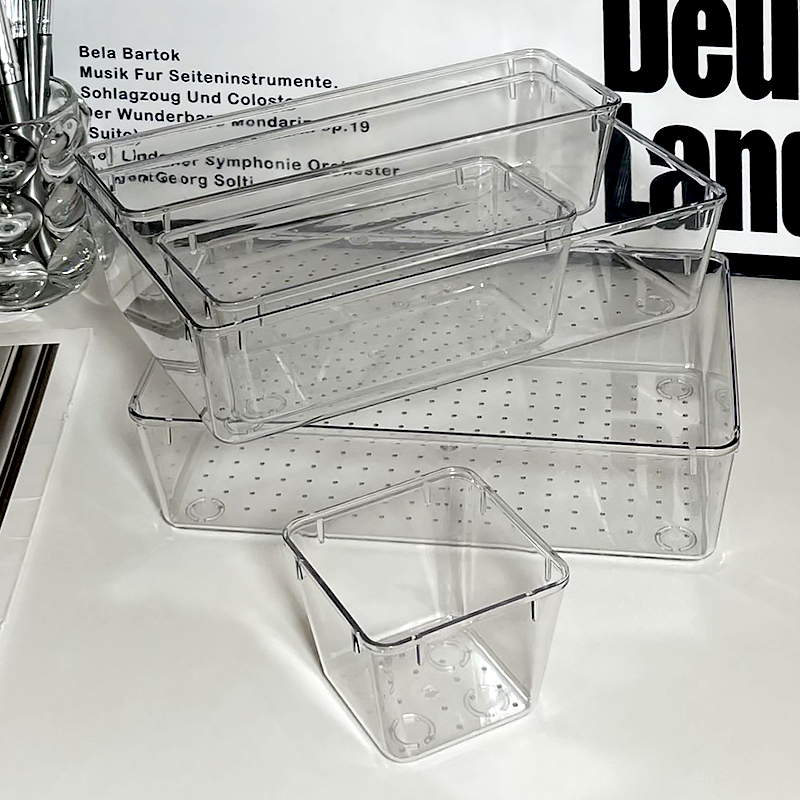 Cajón de almacenamiento al por mayor caja de almacenamiento de cosméticos dividida tablero de acabado bandeja de sombra de ojos caja de artículos de tocador incorporada