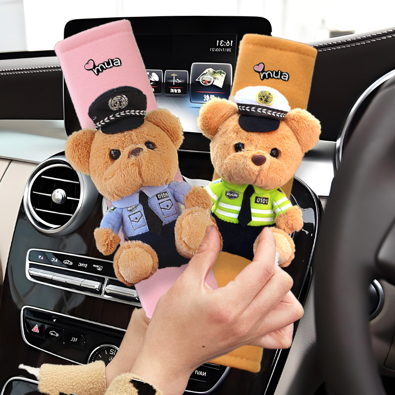 Seat Belt Shoulder Cover Cartoon Cute Car Neck Anti-Strangle Children's Car Interior Bear Seat Belt Protective Cover