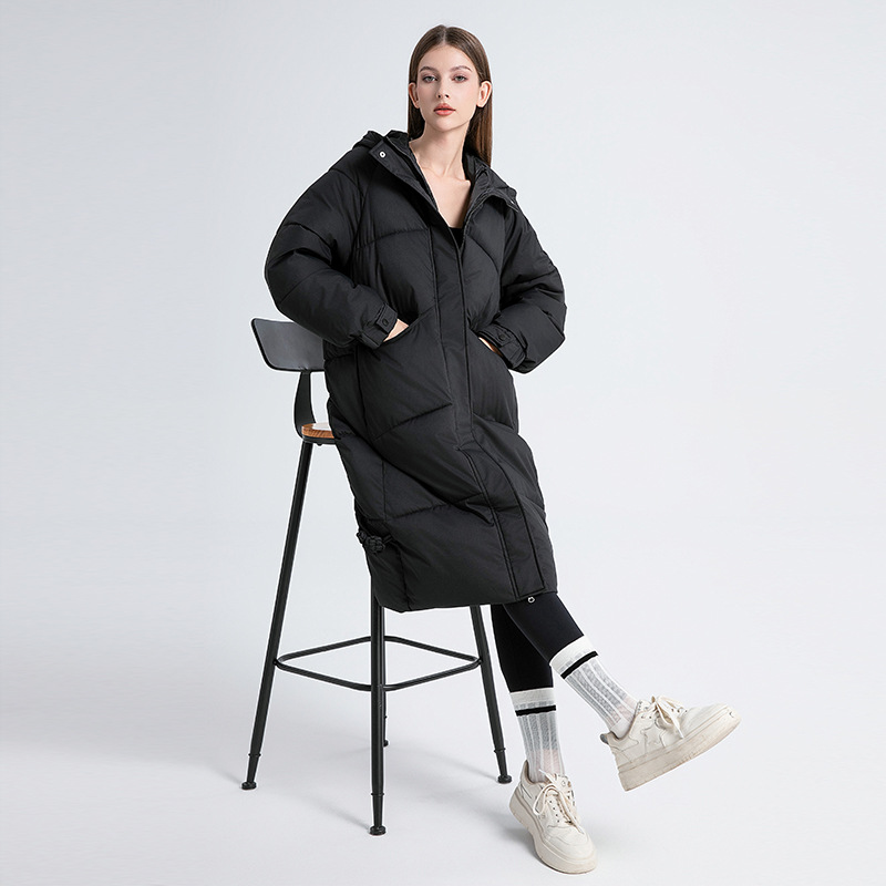 Parka oversized de damă cu glugă din blană artificială și șnur_voghion.com