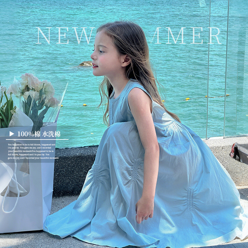 Tutu Little Elephant Girls' Dress 2026 Summer New Island Bubble Pure Cotton Artistic Sleeveless Vest A-Line Dress